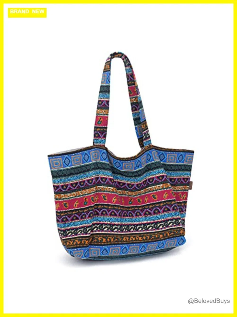 Bohemian Canvas Tote Bag Large Hippie Shoulder Bag